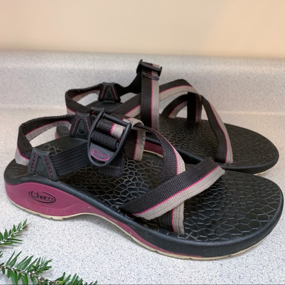 Chaco Shoes - CHACO Z/1 Volv gray, purple, black sandals, 7.